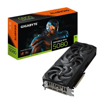 Graphics Card GIGABYTE NVIDIA GeForce RTX 5080 16 GB GDDR7 256 bit PCIE 5.0 16x GPU 2670 MHz Triple slot Fansink 1xHDMI 3xDisplayPort GV-N5080WF3OC-16GD1.0  GV-N5080WF3OC-16GD 1.0 4719331355845