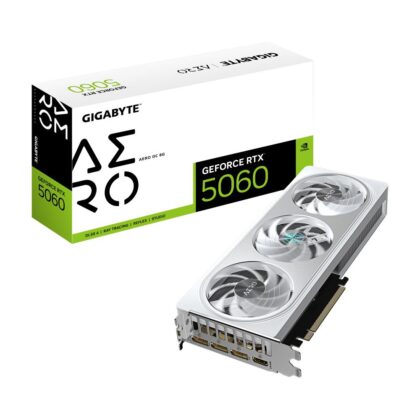 Graphics Card GIGABYTE NVIDIA GeForce RTX 5060 8 GB GDDR7 128 bit PCIE 5.0 16x GPU 2595 MHz 1xHDMI 3xDisplayPort GV-N5060AEROOC-8GD  GV-N5060AERO OC-8GD 4719331356415