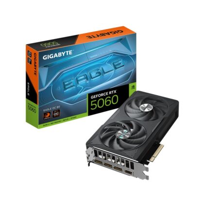 Graphics Card GIGABYTE NVIDIA GeForce RTX 5060 8 GB GDDR7 128 bit PCIE 5.0 16x GPU 2550 MHz Dual Slot Fansink GV-N5060EAGLEOC-8GD  GV-N5060EAGLE OC-8GD 4719331356439