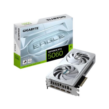 Graphics Card GIGABYTE NVIDIA GeForce RTX 5060 8 GB GDDR7 128 bit PCIE 5.0 16x GPU 2550 MHz Dual Slot Fansink 1xHDMI 3xDisplayPort GV-N5060EAGLEOCICE-8GD  GV-N5060EAGLEOC ICE-8GD 4719331356446