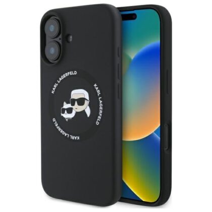 Karl Lagerfeld Liquid Silicone K&CH Heads MagSafe Case for Apple iPhone 16 KLHMP16SSKCHTCK 3666339343378