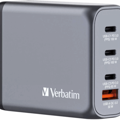 Verbatim GNC-100 100W GaN Wall Charger 32202V 023942322023