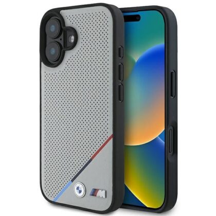 BMW M Perforated Tricolor Line MagSafe Hardcase for Apple iPhone 16 BMHMP16S23PUPDG 3666339323882