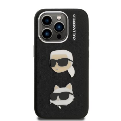 Karl Lagerfeld Grained PU K&CH Heads Case for Apple iPhone 15 Pro KLHCP15LPSFDHPK 3666339455187