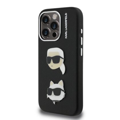 Karl Lagerfeld Grained PU K&CH Heads Case for Apple iPhone 15 Pro Max KLHCP15XPSFDHPK 3666339455194