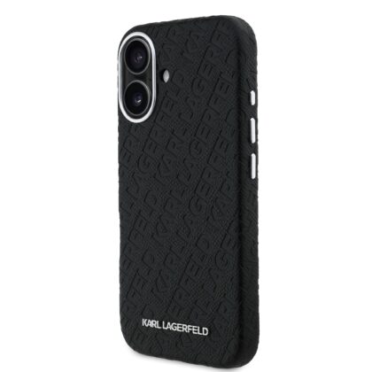 Karl Lagerfeld Grained PU Repeated Logo MagSafe Case for Apple iPhone 16 KLHMP16SPGKLFOFK 3666339455385