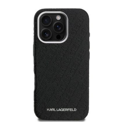 Karl Lagerfeld Grained PU Repeated Logo MagSafe Case for Apple iPhone 16 Pro Max KLHMP16XPGKLFOFK 3666339455415
