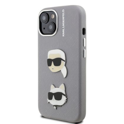 Karl Lagerfeld Grained PU K&CH Heads Case for Apple iPhone 15 KLHCP15SPSFDHPG 3666339457860