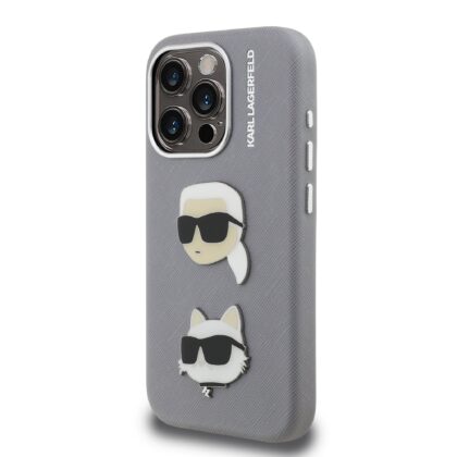 Karl Lagerfeld Grained PU K&CH Heads Case for Apple iPhone 15 Pro Max KLHCP15XPSFDHPG 3666339457891