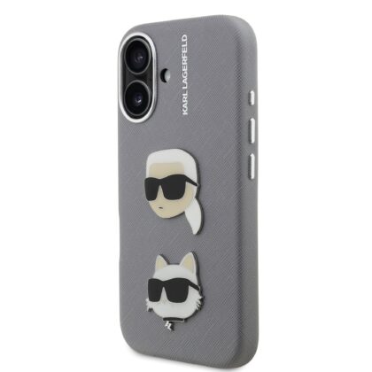 Karl Lagerfeld Grained PU K&CH Heads Case for Apple iPhone 16 KLHCP16SPSFDHPG 3666339457907