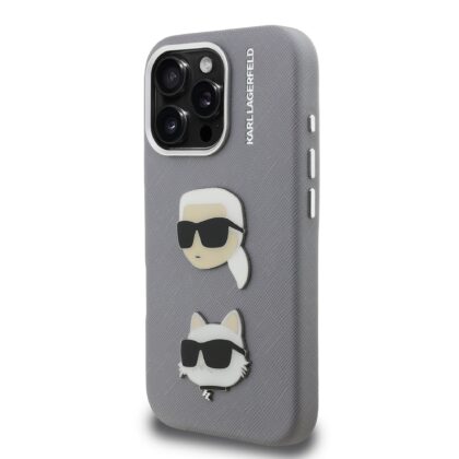Karl Lagerfeld Grained PU K&CH Heads Case for Apple iPhone 16 Pro Max KLHCP16XPSFDHPG 3666339457938