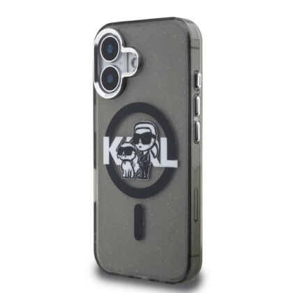 Karl Lagerfeld IML Glitter Karl and Choupette Sketch MagSafe Case for Apple iPhone 16 KLHMP16SHGKCGKBK 3666339460785