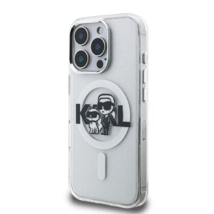 Karl Lagerfeld IML Glitter Karl and Choupette Sketch MagSafe Case for Apple iPhone 16 Pro Max KLHMP16XHGKCGKBT 3666339460990