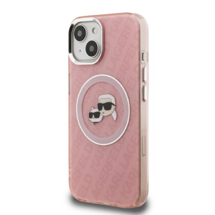 Karl Lagerfeld IML K&CH Heads Repeated Logo MagSafe Case for iPhone 15 Pink KLHMP15SHMKBKCHP 3666339468309