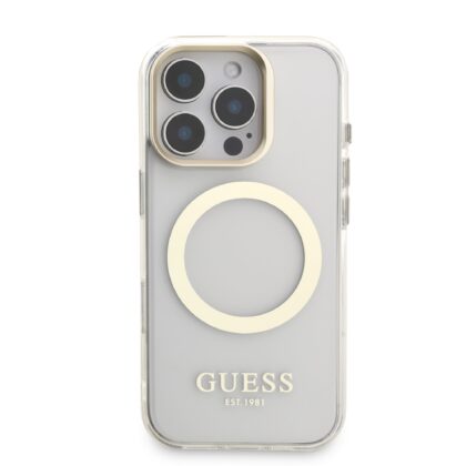 Guess IML Gold Outline Stand Camera Frame MagSafe Case for Apple iPhone 16 Pro GUHMP16LHTRMSFD 3666339468590