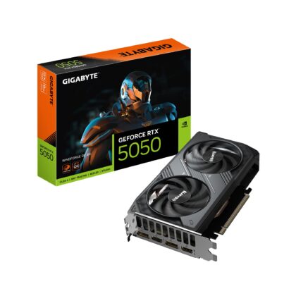 Graphics Card GIGABYTE NVIDIA GeForce RTX 5050 8 GB GDDR6 128 bit PCIE 5.0 16x GPU 2587 MHz Dual Slot Fansink GV-N5050WF2OC-8GD1.0  GV-N5050WF2OC-8GD 1.0 4719331356743