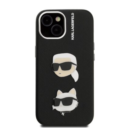 Karl Lagerfeld Grained PU K&CH Heads Case for Apple iPhone 15 KLHCP15SPSFDHPK 3666339455163
