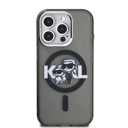 Karl Lagerfeld IML Glitter Karl and Choupette Sketch MagSafe Case for Apple iPhone 15 Pro Max KLHMP15XHGKCGKBK 3666339460778