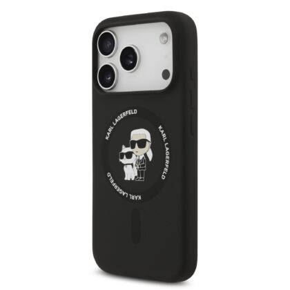 Karl Lagerfeld Liquid Silicone Karl and Choupette MagSafe Case for Apple iPhone 17 Pro KLHMP17LSCMKCRHK 3666339549558