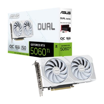 Graphics Card ASUS NVIDIA GeForce RTX 5060 Ti 16 GB GDDR7 128 bit PCI Express 5.0 Active DUAL-RTX5060TI-O16G-WHITE  DUAL-RTX5060TI-O16G-WHITE 4711636179973