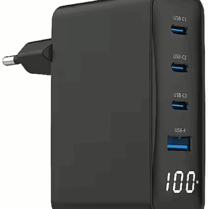 Gembird TA-UC-PDQC100LCD-01-BK Universal Charger USB / USB-B / 100W TA-UC-PDQC100LCD-01-BK 8716309133869