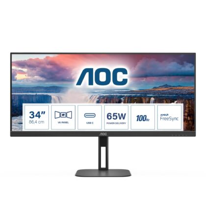 LCD Monitor AOC 34 " 3440 x 1440 pixels UltraWide Quad HD Native aspect ratio 21:9 LCD Flat U34V5C/BK  U34V5C/BK 4038986110617