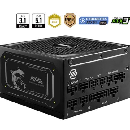 Power Supply MSI MAG A1000GL PCIE5 II ATX 3.1 1000 Watts Efficiency 80 PLUS GOLD PFC Active MAGA1000GLPCIE5II  MAG A1000GL PCIE5 II 4711377246729