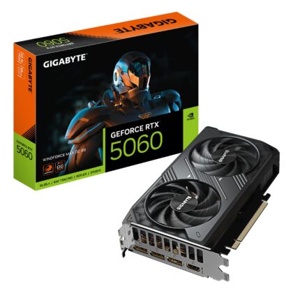 Graphics Card GIGABYTE NVIDIA GeForce RTX 5060 2512 MHz 8 GB GDDR7 128 bit PCI Express 5.0 Active GV-N5060WF2MAXOC-8GD  GV-N5060WF2MAX OC-8GD 4719331356699