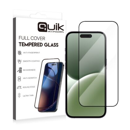 Quik Accessories Full Cover Tempered Glass for Apple iPhone 16 Pro QK-TG-IPH-16-PR 4752168153352