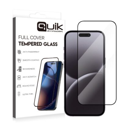 Quik Accessories Full Cover Tempered Glass for Apple iPhone 16 Pro Max QK-TG-IPH-16-PRM 4752168153369