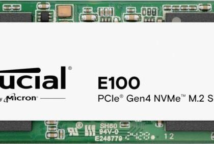SSD CRUCIAL E100 2TB M.2 NVMe Write speed 4500 MBytes/sec Read speed 5000 MBytes/sec CT2000E100SSD8  CT2000E100SSD8 649528946164