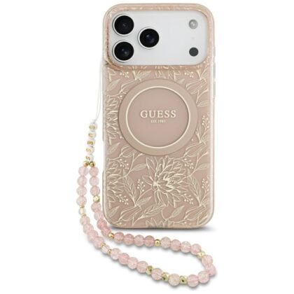Guess IML Flowers Electro Pearl Strap MagSafe Case for Apple iPhone 17 Pro Max GUHMP17XHCPOFPP 3666339526061