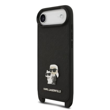 Karl Lagerfeld Saffiano Crossbody Strap Metal Karl and Choupette Case for Apple iPhone 17 Air KLHCP17MSAKCPBK 3666339549749