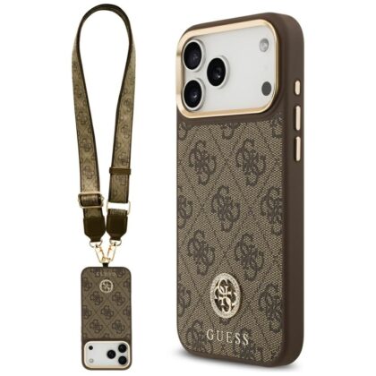Guess 4G Strass Logo & Big Strap Metal Buttons MagSafe Case for Apple iPhone 17 Pro Max GUHMP17XP4G4DCSW 3666339550981