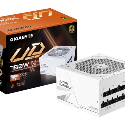 Power Supply GIGABYTE UD750GM PG5 ICE ATX 3.1 750 Watts Efficiency 80 PLUS GOLD PFC Active MTBF 100000 hours GP-UD750GMPG5ICE  GP-UD750GM PG5 ICE 4719331556310
