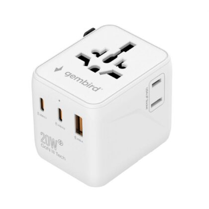 POWER ADAPTER TRAVEL 20W/WHITE TPA-1A2C20-01-W GEMBIRD  TPA-1A2C20-01-W 8716309133944