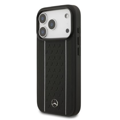 Mercedes Leather Star Pattern and Stripes MagSafe Case for Apple iPhone 17 Pro MEHMP17L25RPSLKH 3666339508333