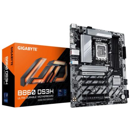 Mainboard GIGABYTE Intel B860 Express LGA1851 ATX Memory DDR5 Memory slots 4 4xPCI-Express 4.0 1x 1xPCI-Express 5.0 16x 2xM.2 1xHDMI 1xDisplayPort 4xUSB 2.0 1xUSB-C 1xPS/2 1xRJ45 3xAudio port B860DS3H  B860 DS3H 4719331868178