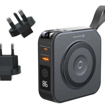 Swissten Power Bank ALL-IN-ONE PRO with exchangeable plugs US / EU / UK 20W 10000mAh 22013978 8595217494312