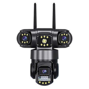 Caméra PTZ WiFi 6MP à trois optiques Vision nocturne sans fil intelligente Reconnaissance de mouvement Audio bidirectionnel Surveillance en temps réel Caméras pour la sécurité en extérieur