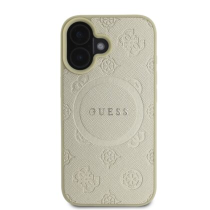 Guess Saffiano Peony Stamp MagSafe Case for iPhone 16 / Gold GUHMP16SPSAPSMED 3666339327941