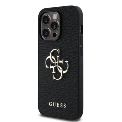 Guess PU Grained 4G Metal Logo Case for iPhone 14 Pro / Black GUHCP14LPGT4MBK 3666339424473