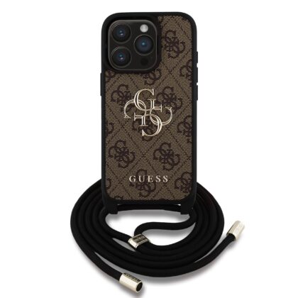 Guess PU 4G Metal Logo Crossbody Strap Case for iPhone 15 Pro Max / Brown GUHCP15XP4GMGCRW 3666339434403