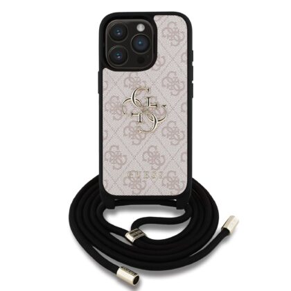 Guess PU 4G Metal Logo Crossbody Strap Case for iPhone 15 Pro / Pink GUHCP15LP4GMGCRP 3666339455613