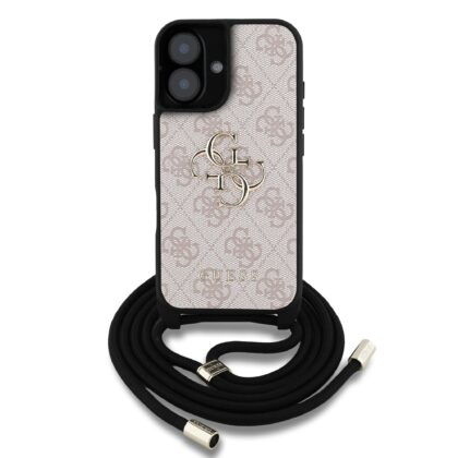 Guess PU 4G Metal Logo Crossbody Strap Case for iPhone 16 / Pink GUHCP16SP4GMGCRP 3666339455637