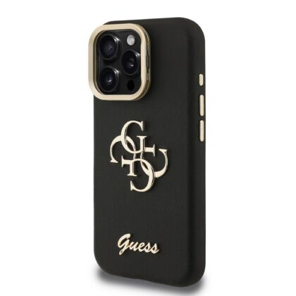Guess PU Grained 4G Logo Stand Camera Frame Case for iPhone 15 Pro Max / Black GUHCP15XPCS4GSK 3666339468842