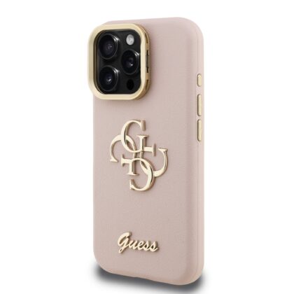 Guess PU Grained 4G Logo Stand Camera Frame Case for iPhone 15 Pro Max / Pink GUHCP15XPCS4GSP 3666339468903