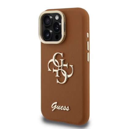 Guess PU Grained 4G Logo Stand Camera Frame Case for iPhone 15 Pro Max / Brown GUHCP15XPCS4GSW 3666339468965