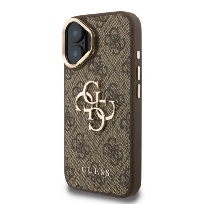 Guess PU 4G Metal Logo Stand Camera Frame Case for iPhone 16 / Brown GUHCP16SPCS4GP4W 3666339469337