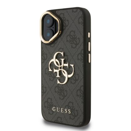 Guess PU 4G Metal Logo Stand Camera Frame Case for iPhone 16 / Black GUHCP16SPCS4GP4K 3666339469399